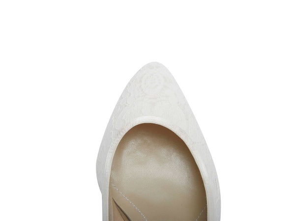 ALEXIS - Ivory Luxury Lace Court Shoes