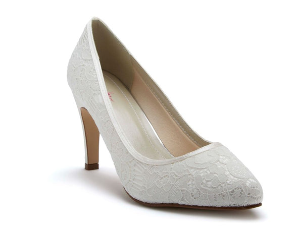 ALEXIS - Ivory Luxury Lace Court Shoes