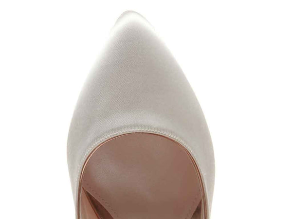 BAMBI - Ivory Satin & Parquet Heel Court Shoe