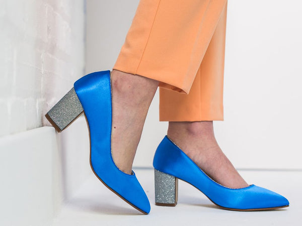 BAMBI - Ivory Satin & Shimmer Heel Court Shoe