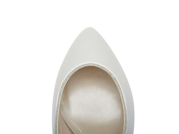 BAMBI - Ivory Satin & Shimmer Heel Court Shoe