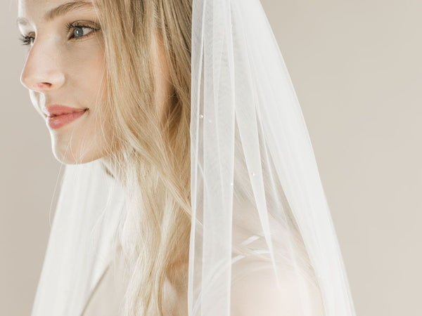 BLAZING STAR - Scattered Diamante Long Veil