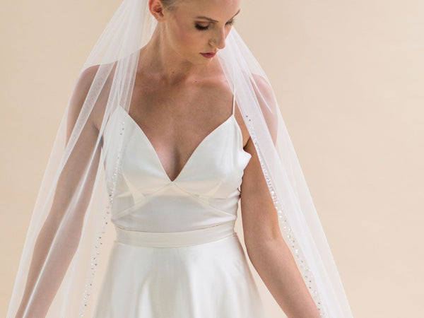 BLUEBELL - Diamante and Crystal Edge Long Veil