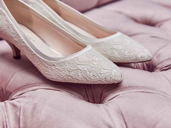 BOBBIE - Ivory Satin & Luxury Lace Court Shoe