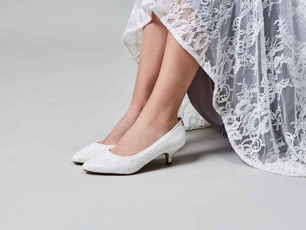 BOBBIE - Ivory Satin & Luxury Lace Court Shoe