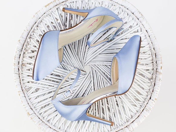 CARLY - Ivory Satin Ankle Strap Court Shoe