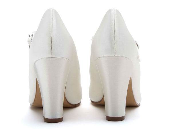 FRANKIE - Ivory Satin T-Bar Court Shoe