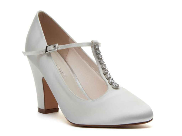 FRANKIE - Ivory Satin T-Bar Court Shoe