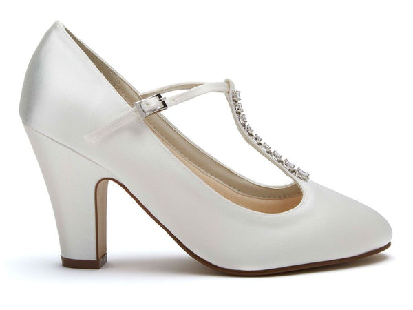FRANKIE - Ivory Satin T-Bar Court Shoe