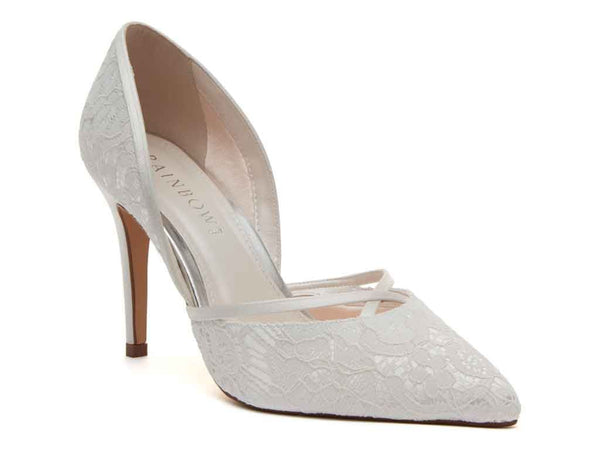 GEORGIA - Ivory Satin & Luxury Lace Court Shoes