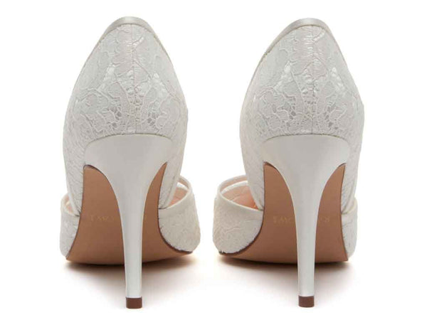 GEORGIA - Ivory Satin & Luxury Lace Court Shoes