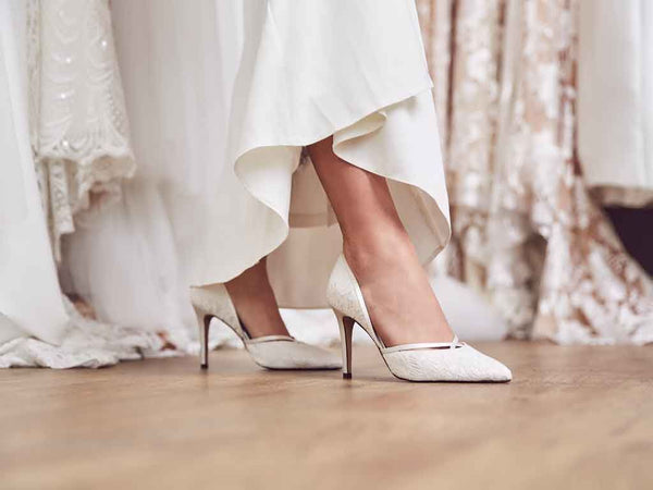 GEORGIA - Ivory Satin & Luxury Lace Court Shoes