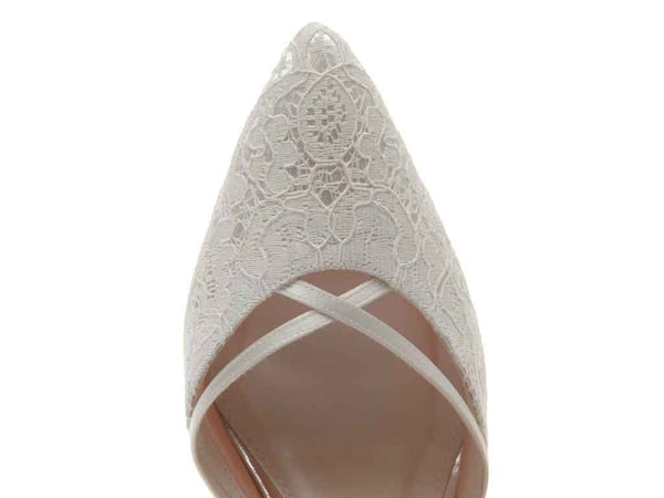 GEORGIA - Ivory Satin & Luxury Lace Court Shoes