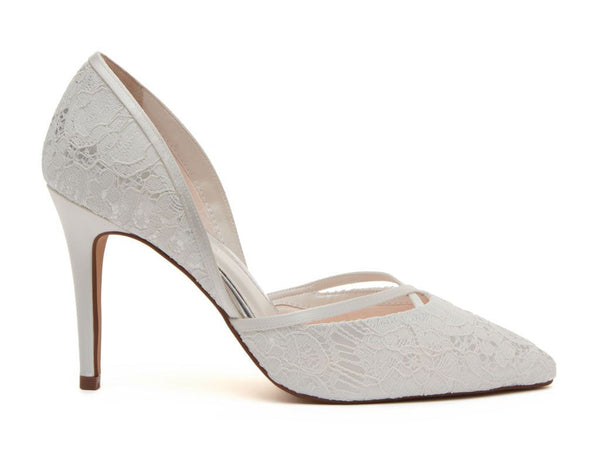 GEORGIA - Ivory Satin & Luxury Lace Court Shoes