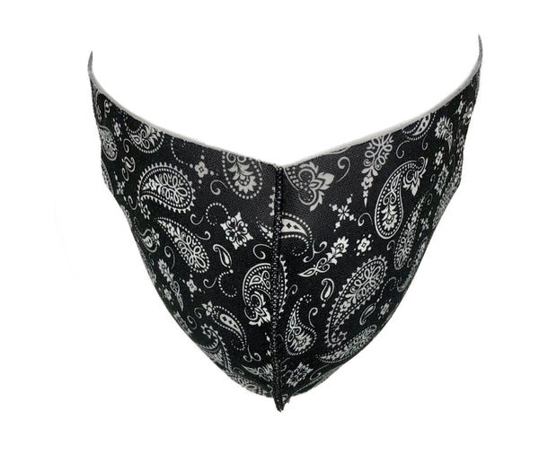 Black/White Paisley Face Mask