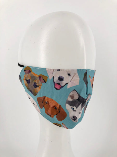 Blue Dog Print Face Mask