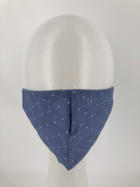 Denim Blue/White Polka Dot Face Mask