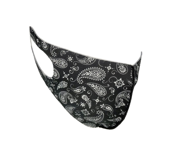 Black/White Paisley Face Mask