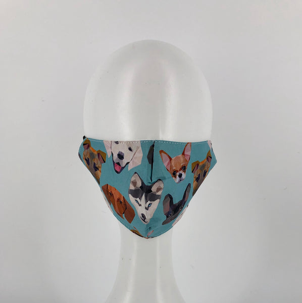 Blue Dog Print Face Mask