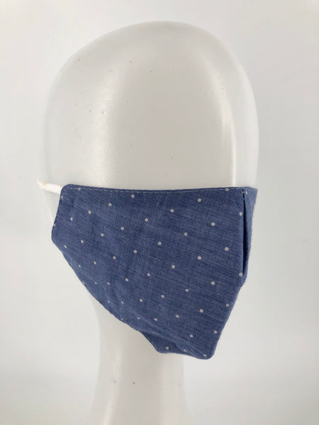 Denim Blue/White Polka Dot Face Mask