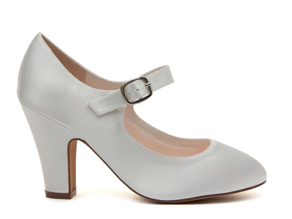 MADELINE Ivory Satin Mary Jane Shoes