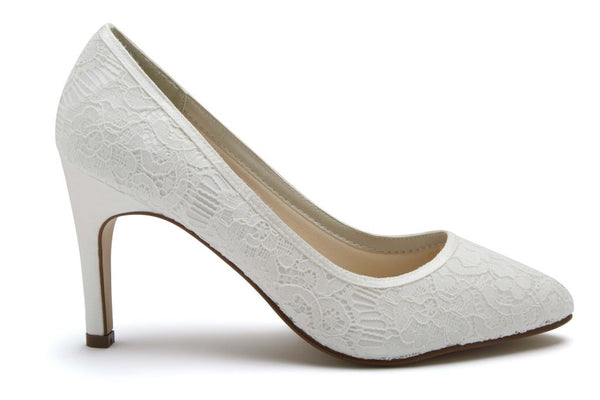 ALEXIS - Ivory Luxury Lace Court Shoes
