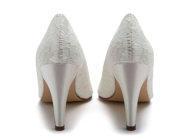 ALEXIS - Ivory Luxury Lace Court Shoes