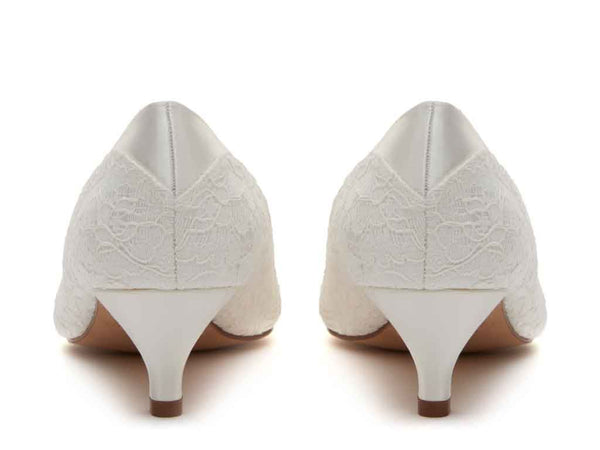 BOBBIE - Ivory Satin & Luxury Lace Court Shoe