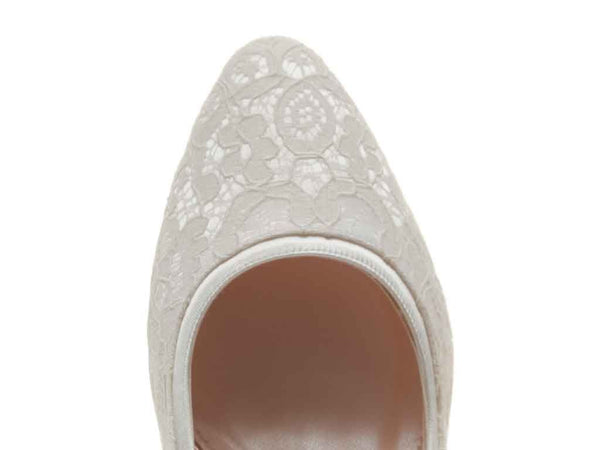 BOBBIE - Ivory Satin & Luxury Lace Court Shoe