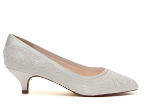 BOBBIE - Ivory Satin & Luxury Lace Court Shoe