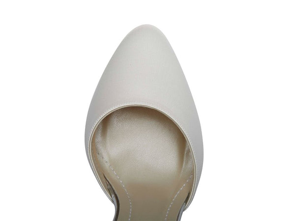 CARLY - Ivory Satin Ankle Strap Court Shoe