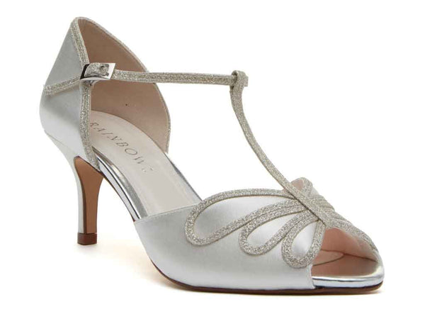 HARLOW - Peep Toe Satin & Silver Fine Shimmer Shoes