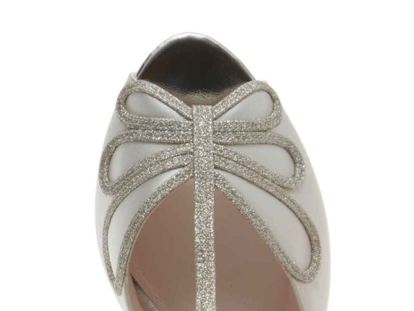 HARLOW - Peep Toe Satin & Silver Fine Shimmer Shoes