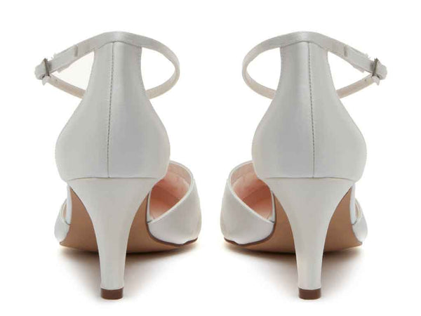 HARPER. - Ivory Satin Ankle Strap Shoes