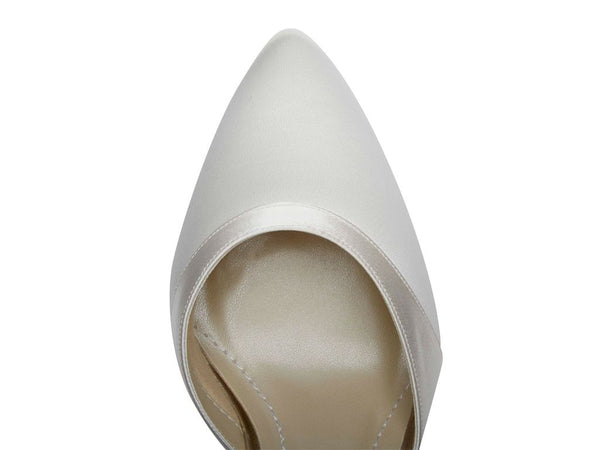 HARPER. - Ivory Satin Ankle Strap Shoes