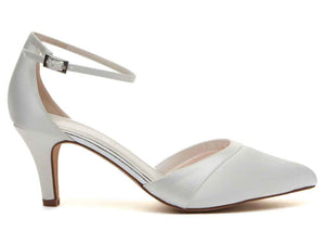 HARPER. - Ivory Satin Ankle Strap Shoes