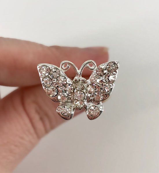 Silver Diamanté Butterfly Hair Pins - Pack of 5