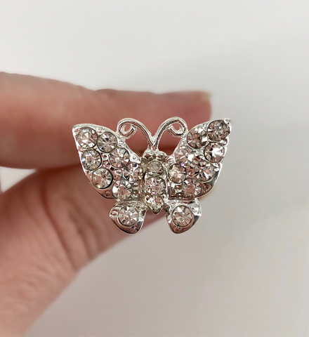 Silver Diamanté Butterfly Hair Pins - Pack of 5