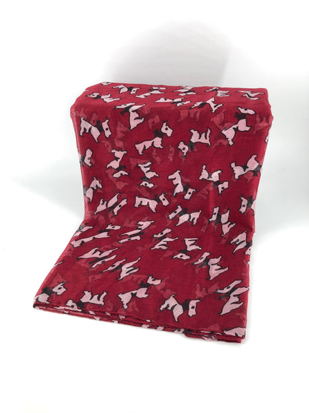 Ladies Long Scottie Dog Print Scarf