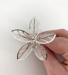 Silver Diamanté Floral Hair Pins - Pack of 3