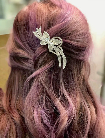 Silver Diamanté Butterfly Bridal Comb