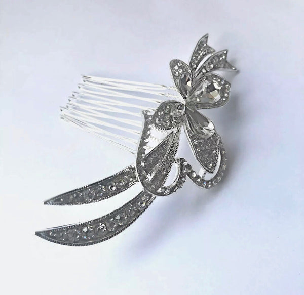 Silver Diamanté Butterfly Bridal Comb