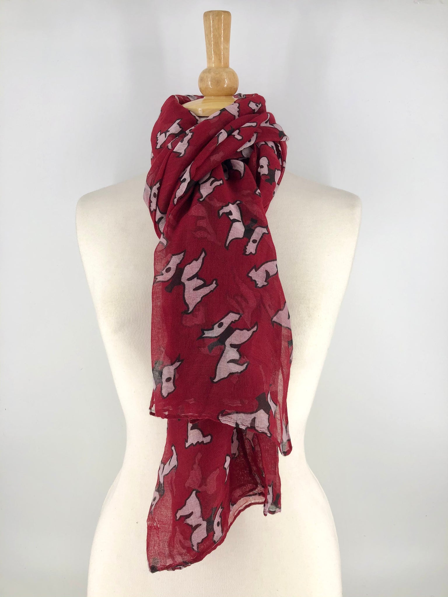 Ladies Long Scottie Dog Print Scarf