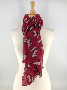 Ladies Long Scottie Dog Print Scarf