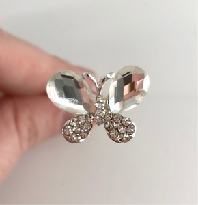 Silver Diamanté/Rhinestone Butterfly Hair Pins - Pack of 5