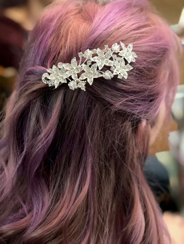 Silver Diamanté Double Flower Bridal Comb