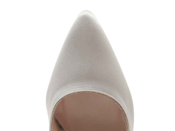 KIKI- Ivory Satin & Silver Fine Shimmer Heeled Court Shoe