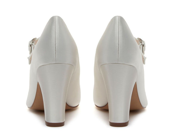 MADELINE - Ivory Satin Mary Jane Shoes