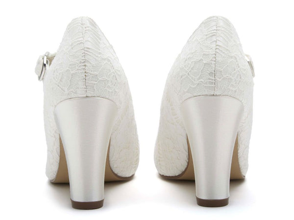 MADELINE - Ivory Lace Mary Jane Shoes