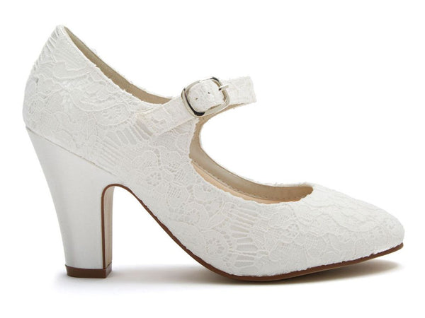MADELINE - Ivory Lace Mary Jane Shoes